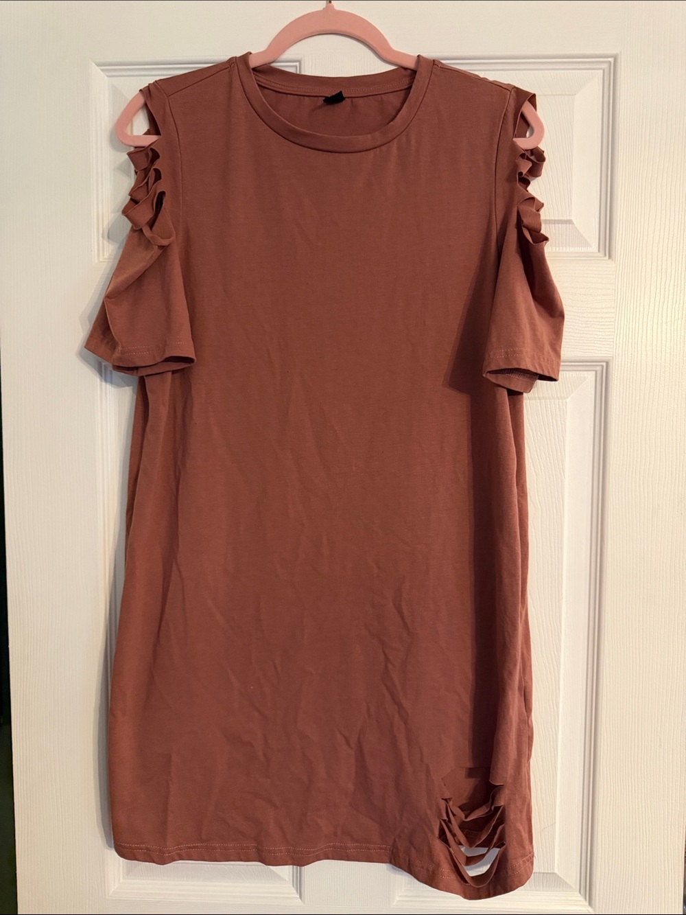 SHEIN Rust Cold-Shoulder Short Sleeve Top with Sleeve Knots